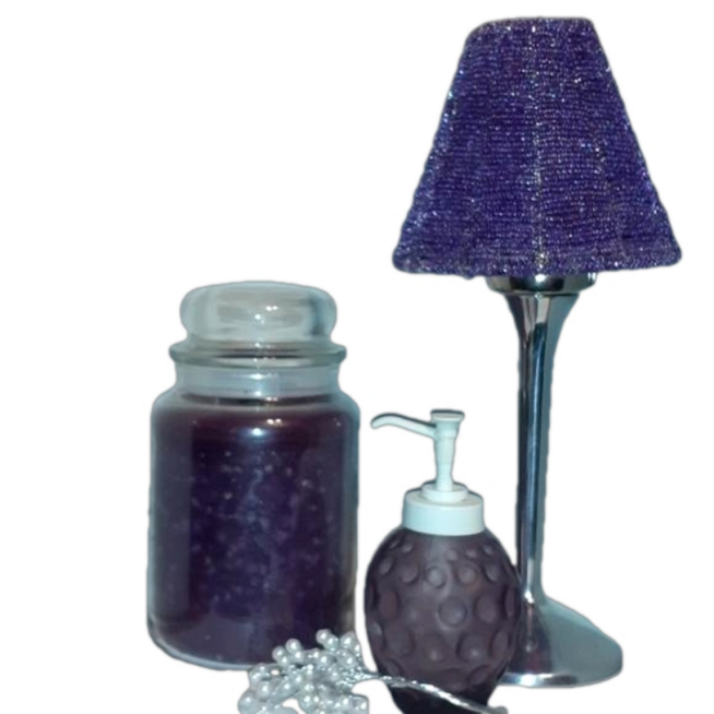 NWOT- LOTION pump, VOTIVE Holder & Candle in PURPLE